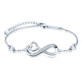 925 Sterling Silver Eight-shape Heart Endless Love Symbol Bracelets for Women Adjustable Bracelet Rhodium MegaBDM