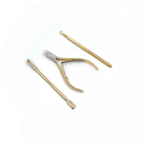 FOCSTAR Luxury Gold Color Stainless Steel Cuticle Nipper Set (BT6016) Nail Polish Remover and Nipper for Manicure & Pedicure