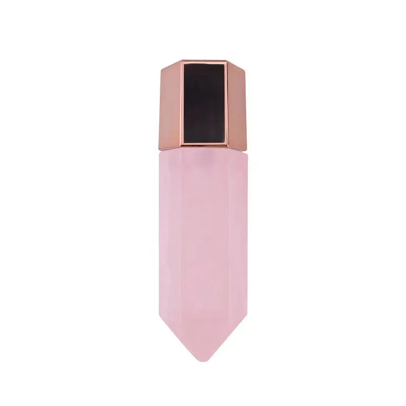 Perfume Essential Oil Hexagonal Wand pink Rose Quartz Stone Gemstone Jade Roller Ball Bottles with Rose Gold Lids