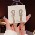 2022 Gold Zircon Fringe Butterfly Pendant Earrings Bohemian Tassel Crystal Long Drop Earrings For Colorful Earrings