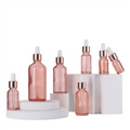 Customized rose red purple glass dropper bottle with aluminum dropper for Cosmetic essential oil storage