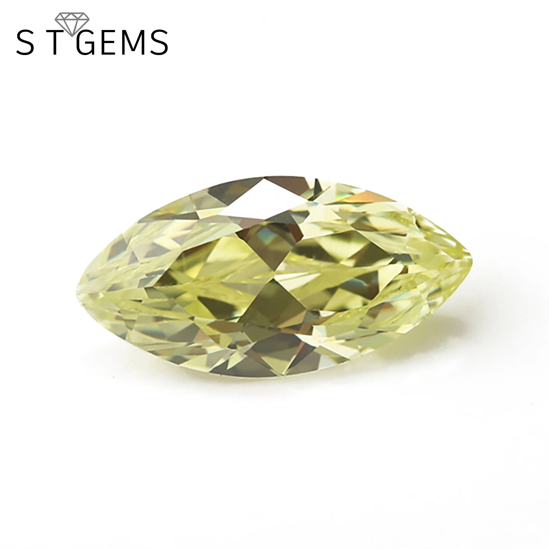 Loose Wholesale 2*4mm Olive Light Yellow CZ Stones Marquise Cut Cubic Zirconia for Jewelry