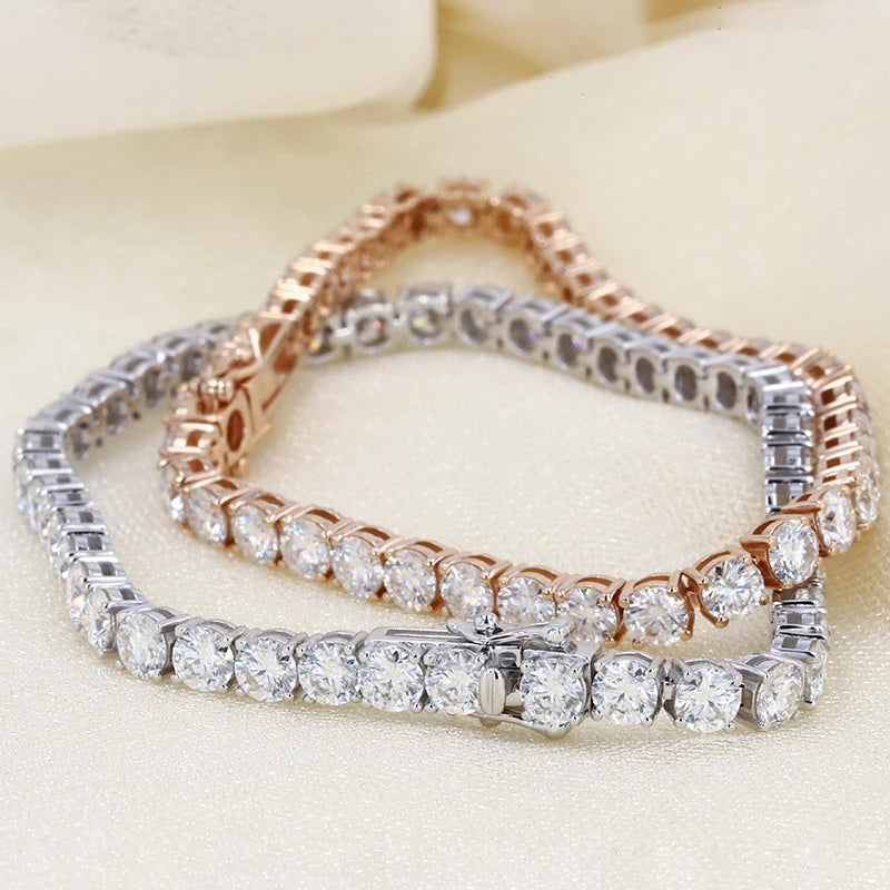 Tennis Bracelet Ready to Ship14k Solid White/yellow/rose Gold 3mm Round Brilliant Cut Moissanite Diamond Tennis Bracelet