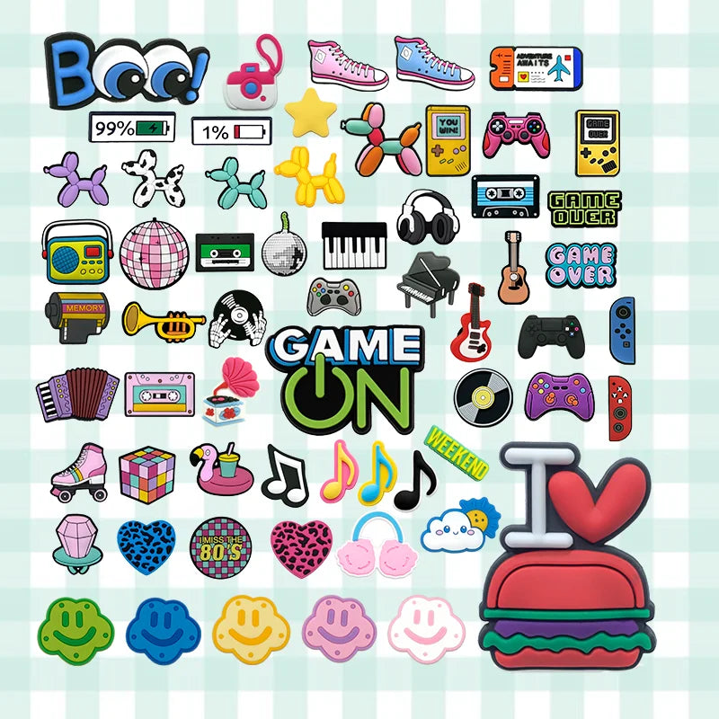 Hot Sale Gamepad Clog Decorations Wholesale Popular Leisure Musical Instrument Kawaii Smiley Face Shoe Charms