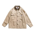 Japanese Unisex All-Match Fashion Pocket Uniform Jacket Workwear Casual Breathable Stand Collar Reversible Single Piece