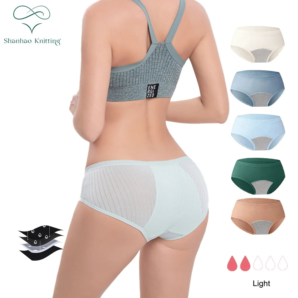 Shanhao Ready to Ship Rib tencel Modal Hipster Organic Cotton Fabric Bragas Menstruales Womens Menstrual Period Panties
