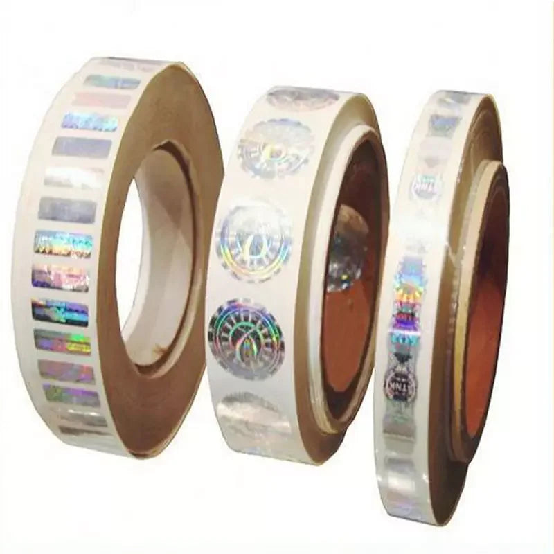 Cardboard Kraft Packaging Barcode Roll Custom Self-adhesive Waterproof UV Resistant Laser Anti-counterfeit Security Sticker