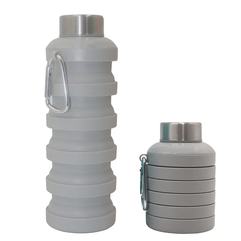 Private Label New Design Rainbow Collapsible Silicone Water Bottle for Adults Direct Drinking and Camping Boil Safe