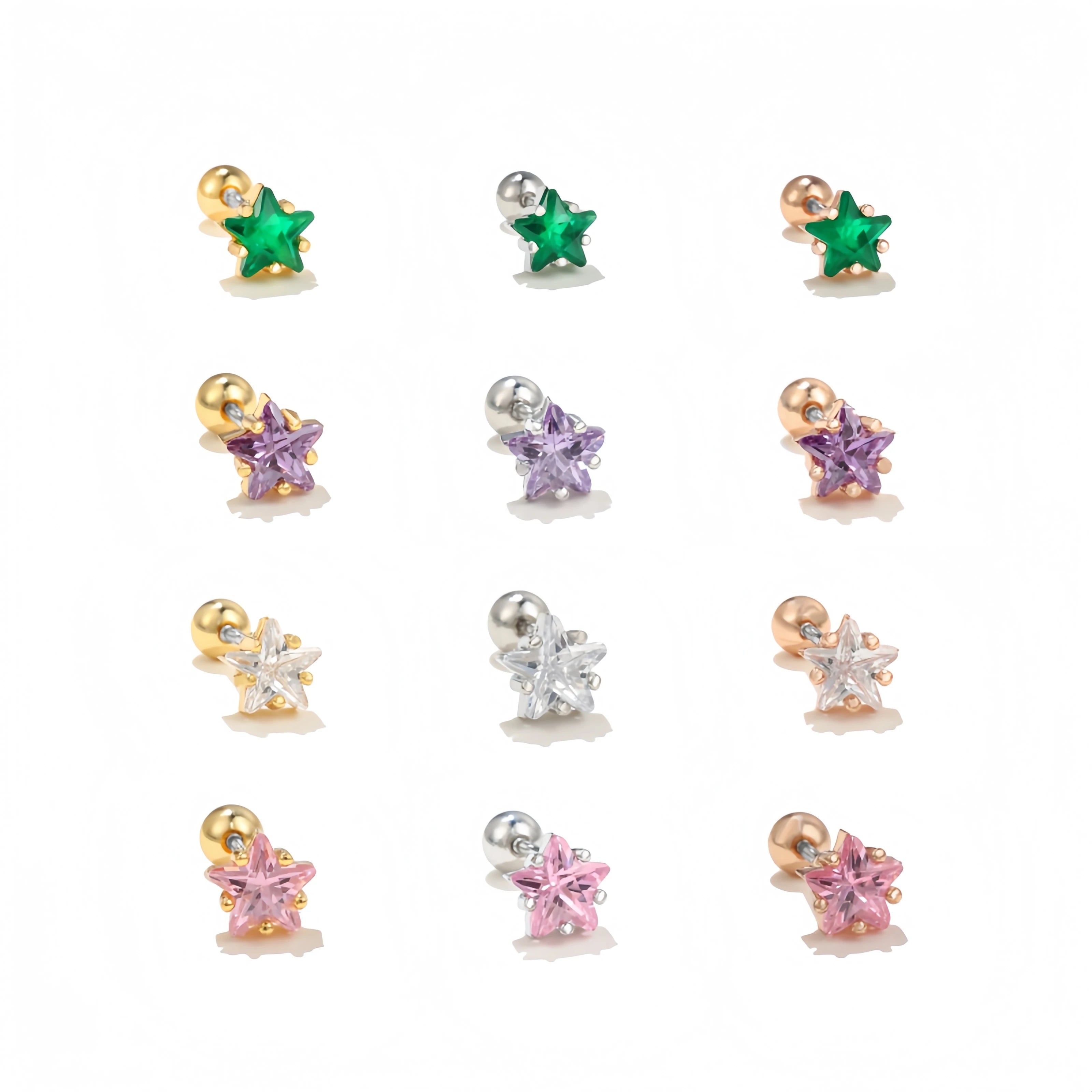 Star Bezel CZ Cubic Zirconia Tiny Stud Earrings Dainty Posts Minimal Friendship Couple Bridesmaids Wedding Gift Birthday