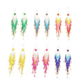 Gradual Changing Colors Boho Glass Seed Beads Beaded Tassel Fringe Earrings Flower Long Tassel Drop Dress Earring for Women
