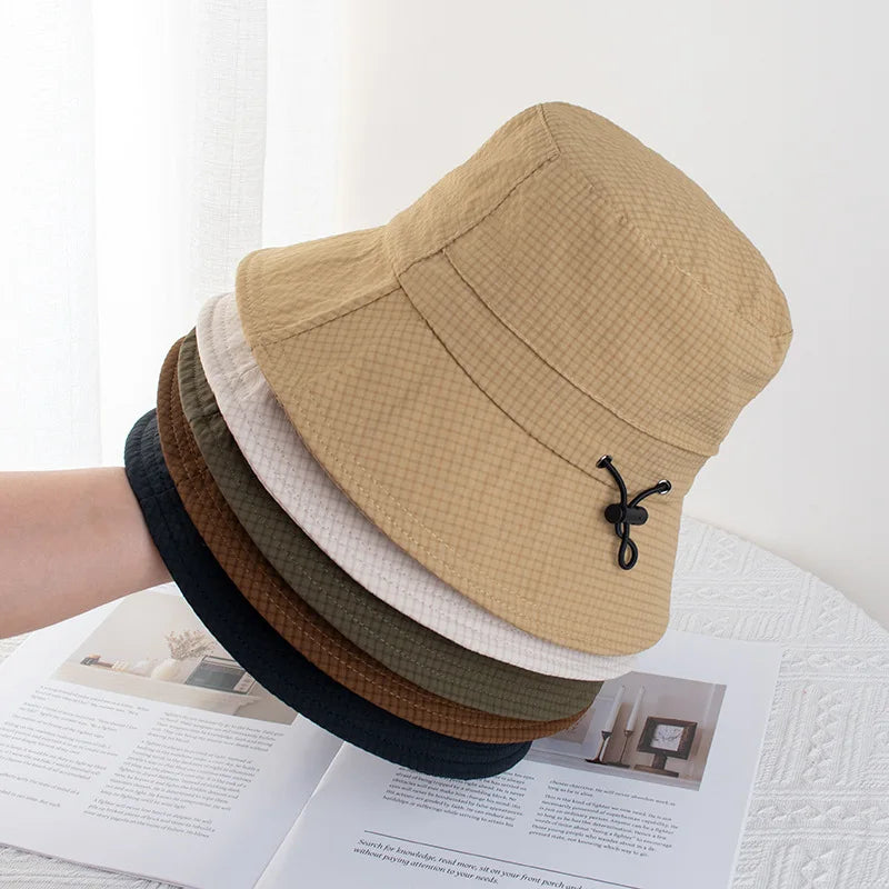 Landfond Summer Outdoor Uv protection Waterproof Quick Dry Fishing Custom Bucket Hats With Drawstring