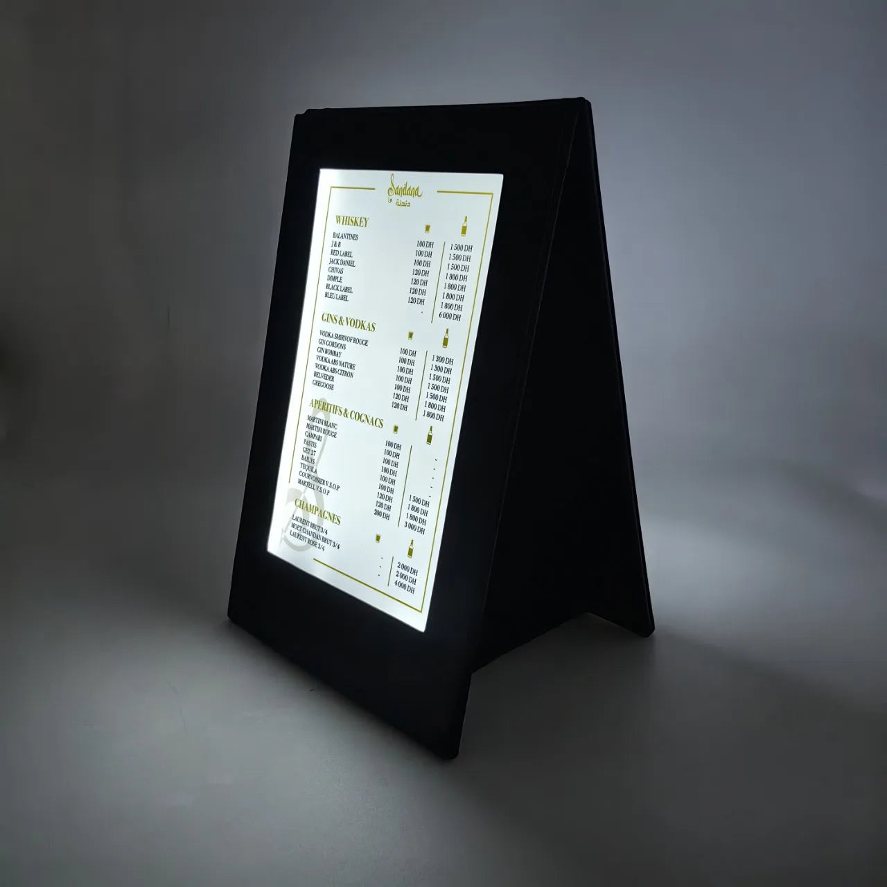 Zhongda Modern Design Rechargeable Menu Folder for Restaurant Illuminated Restaurant Menu Display Led A4 Led Menu for Restaurant
