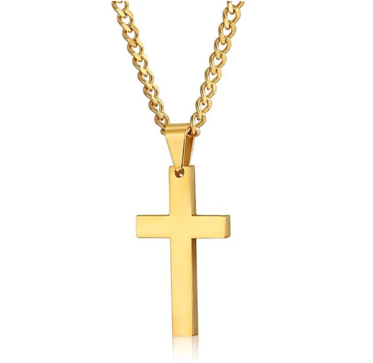 SCP156 Wholesale Women Men Bible Customized Blank Pendant Engrave Stainless Steel Jewelry Gold Cross Necklace