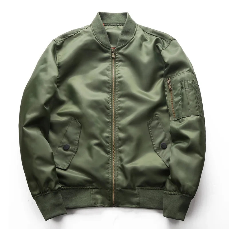 Wholesale Minimalist Solid Standing Collar Pilot Men's Jackets MensWindproof Bomber Jacket