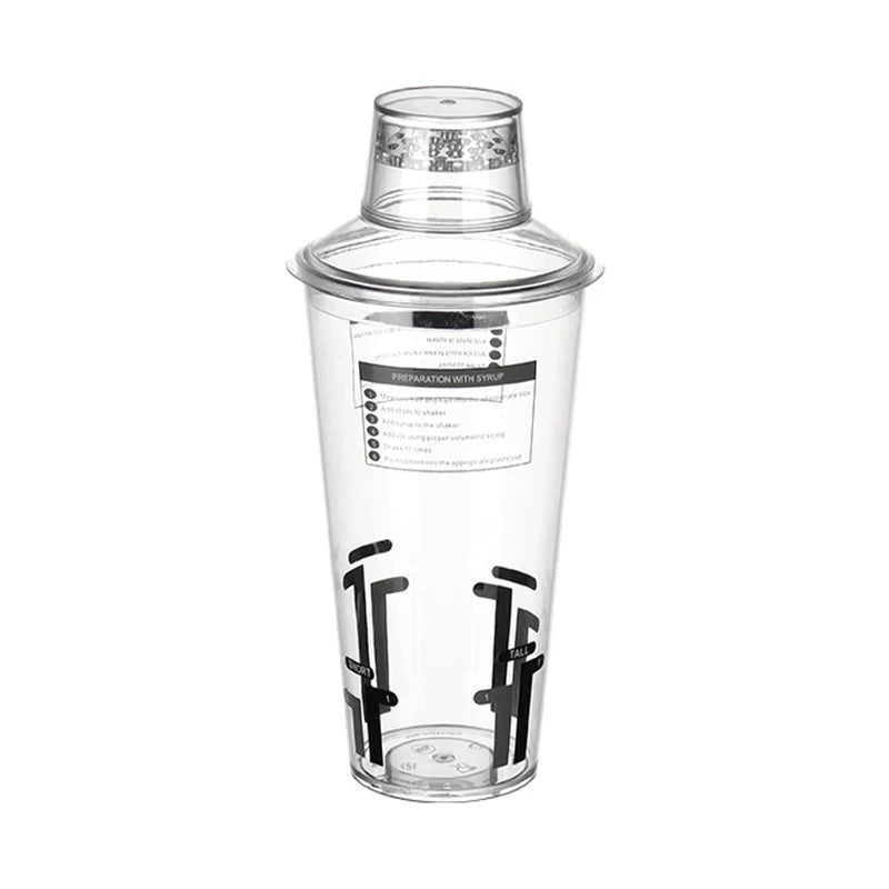 Plastic PC Resin Shaker Cup Hand-made Lemon Tea Shakers Drink Mixer Hand Shaker Cup with Scales