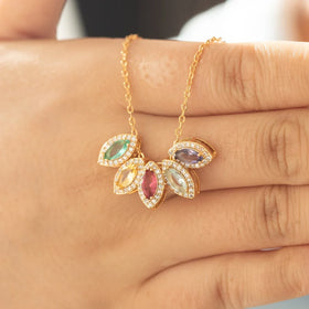 Factory Wholesale Custom Make Best Gifts Family Personalized Silver Gold Birthstone Zircon Pendant Necklace Jewelry for Mothers