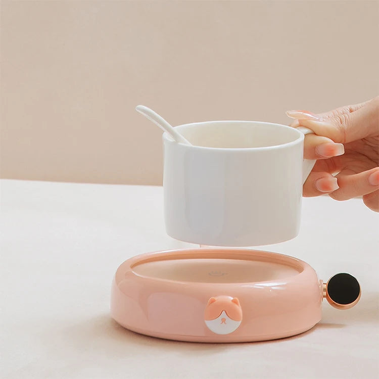 2021 New Design Creative 55 Degree Constant Temperature coaster Milk Smart Heating coaster Base Set with Hand Gifts