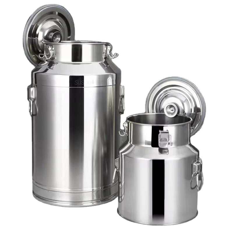 5L High Quality Stainless Steel Kitchen Milk Can Commercial Food-Grade Freshness Preservation Storage Container Lid