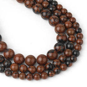 Mahogany Obsidian Smooth Round Gemstone Loose Natural Golden Swan Stone Beads for Jewelry Making