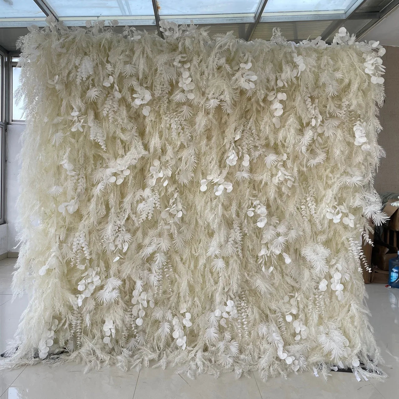 Custom Wedding Decor Flower Wall Artificial White Rose Floral Panel Flower Wall Backdrop