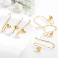 DIY Semi-finished Flower-shaped Earrings Accessories Handmade Material Copper Plated Gold Jewelry Heart-shaped Earring Hooks