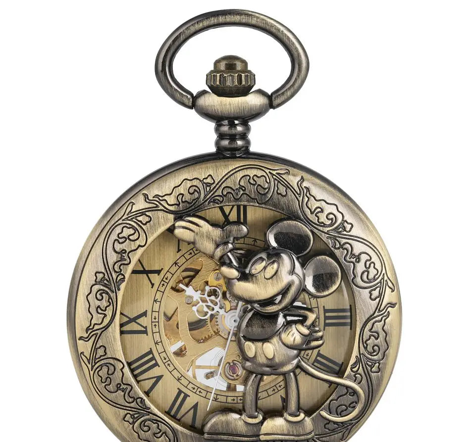 Manual Watches Key Chain Retro Mouse Roman Mechanical Pocket Watches