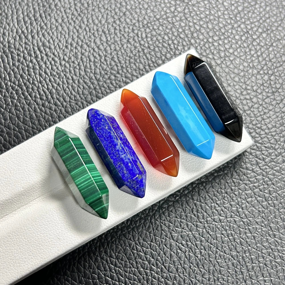 Natural Malachite 8x32mm Hexagonal Prism Shape Jewelry Material Gemstone Green Malachite Stone