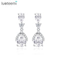 LUOTEEMI Fashion Jewelry Drop Statement Woman Earing Designer Wedding Elegant Cubic Zirconia Luxury Earrings