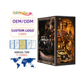 Hamaileon Book Nook DIY Kit 3D Wooden Puzzle Toy Car Players Wall Clock Decor For Dollhouse Gifts For Adults Teens