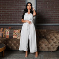 Abaya Muslim Women Dress With Jumpsuits Solid Color Cross Chest With Belt Clothing Abaya Muslim Women Dress With Jumpsuits