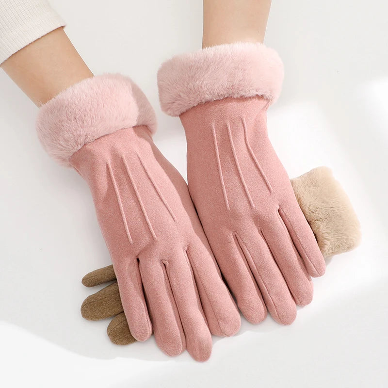 Fashion Touch Screen Hand Warm Bike Riding Women Thermal Gloves Winter