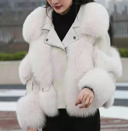 S-XL Coat With Fur and Fur All in One a Young and Luxurious Style Fur Coat