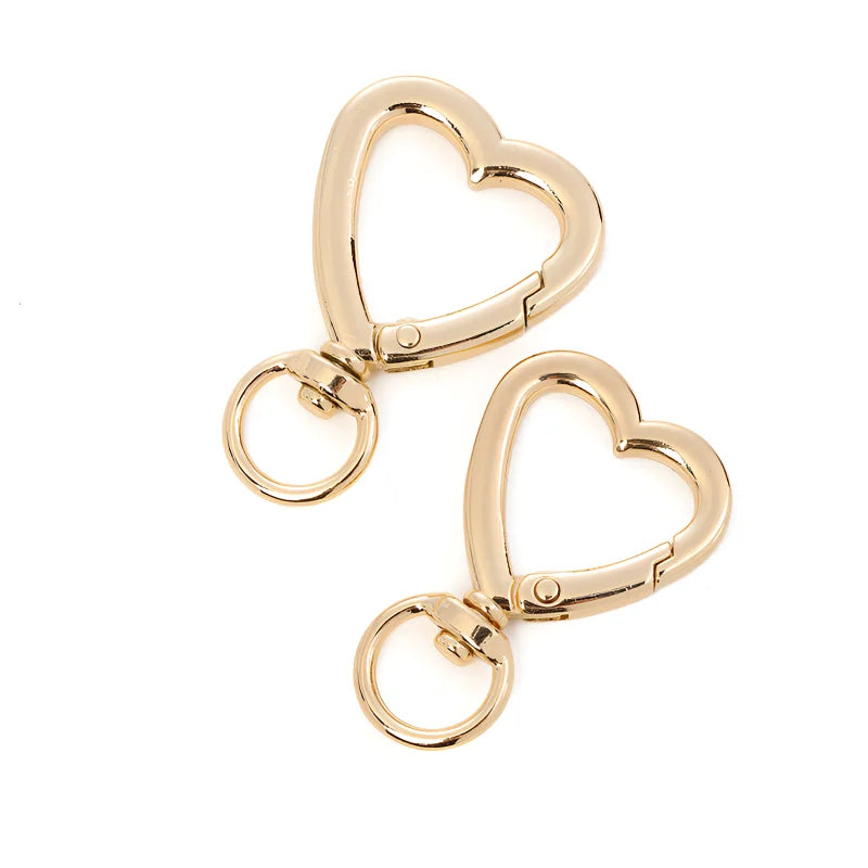 Wholesale Heart Shape Metal Spring Ring for Handbags Keychain Accessories Zinc Alloy Keychain Tool Custom Color for Gift
