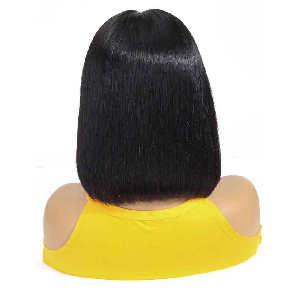 1b Natural Color Indian Human Hair Straight 4x4 Closure Lace Wig Bob Style Indian Hair Wig Swiss Lace Front Closure Middle Part