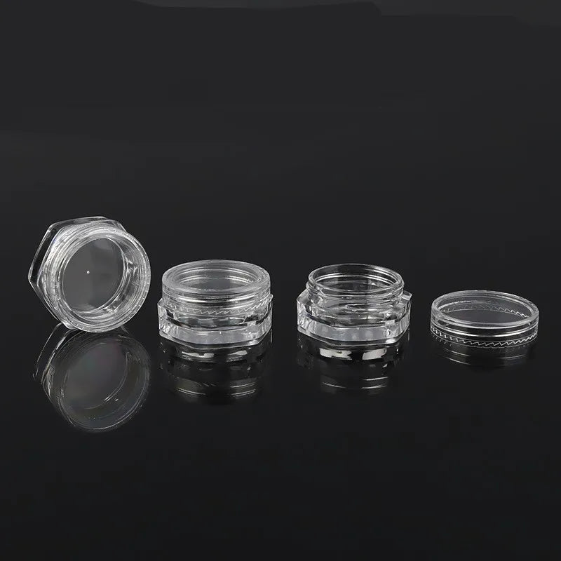 1.5g Mini PS Plastic Hexagonal Facial Cream Jar Eye Cream Jar Eye Shadow Jar Cosmetic Sample Packaging Container Travel Outfit