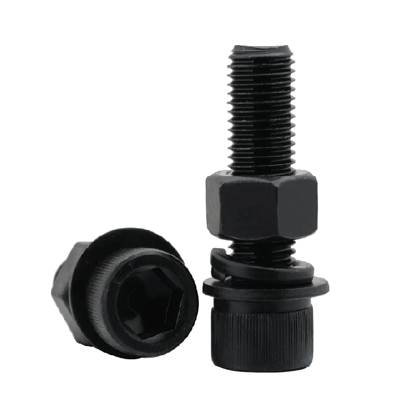 High Strength Gr 8.8 10.9 12.9 Full Thread Allen Socket Nuts and Bolts DIN912 Hex Socket Head Cap Bolt Nut Washer