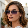 ADE WU XA8055 Fashion Metal Frame Gradient Square Sun Glasses Brown Lenses UV400 Driving Sunglasses Men Women Retro Black Shades