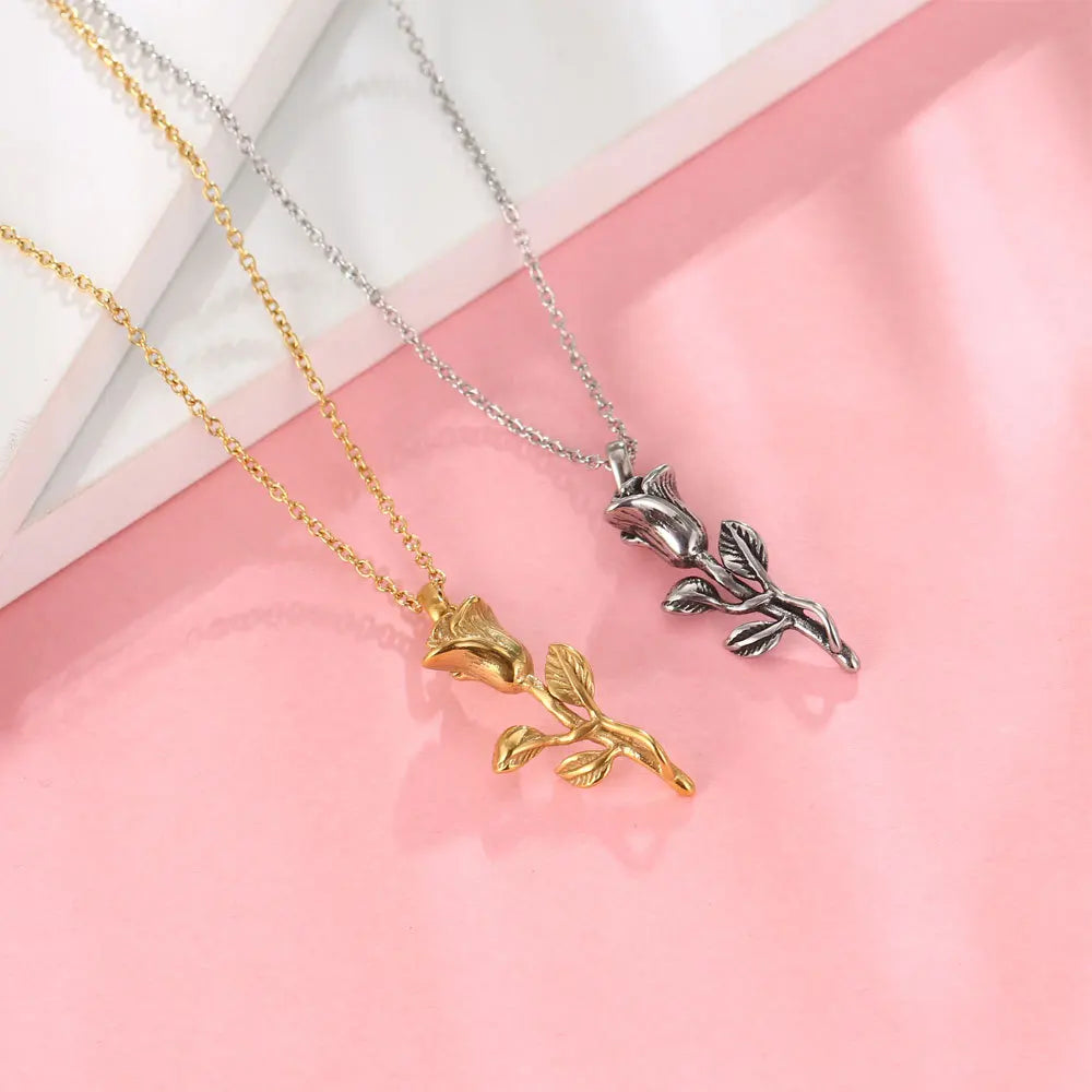 Korean Fashion One Single Infinity Rose Mom Pendant Forever Rose Two-color Clavicle Mama Necklace Exquisite Ladies Jewelry
