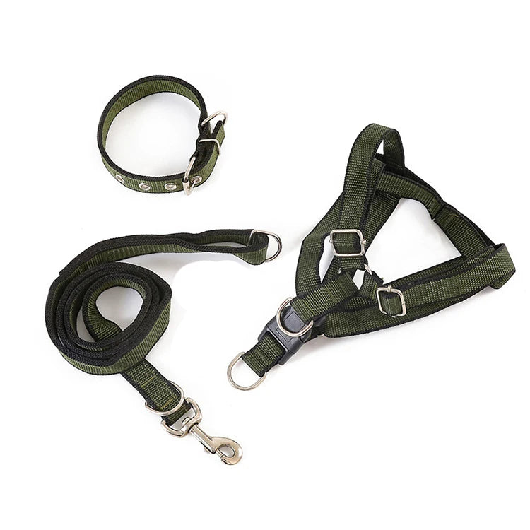 Hot Selling Nylon Dog Harness and Leash Set Durable Breakaway for Medium/Large Dogs with Solid Ribbons Outdoor Use Custom Logo