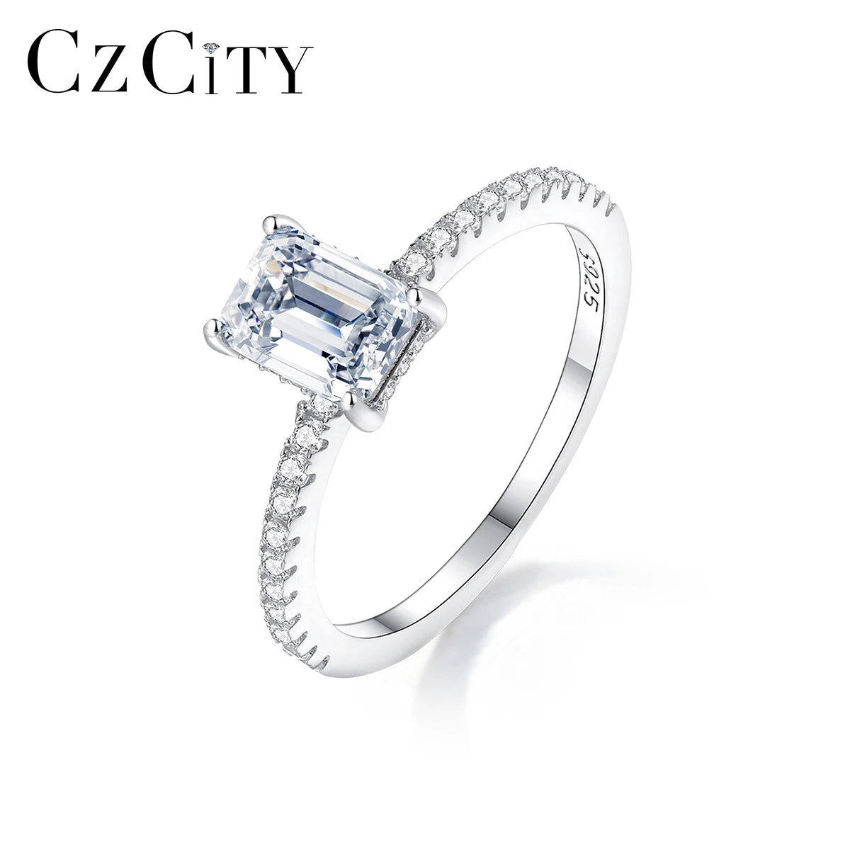 CZCITY Gra Certified Moissanite Wedding Engagement Eternity Silver 1Ct With Stone Diamond Ring Woman