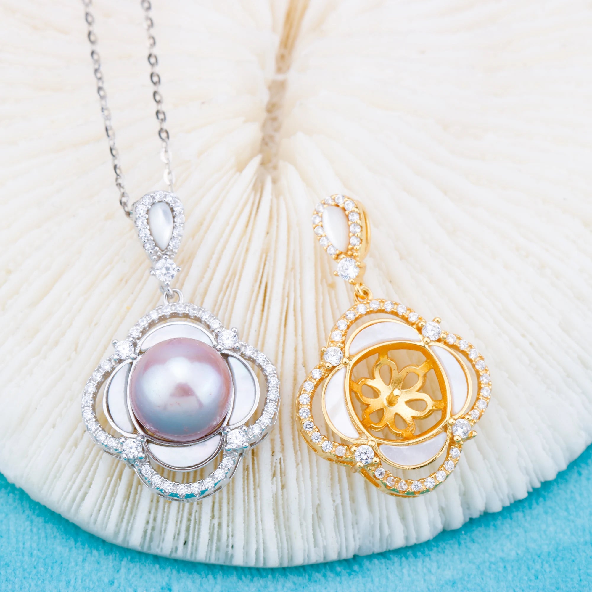 P011010 DIY 6-8mm Natural Freshwater Pearl Pendant Accessory 925 Sterling Silver Engagement Jewelry Necklace for Women