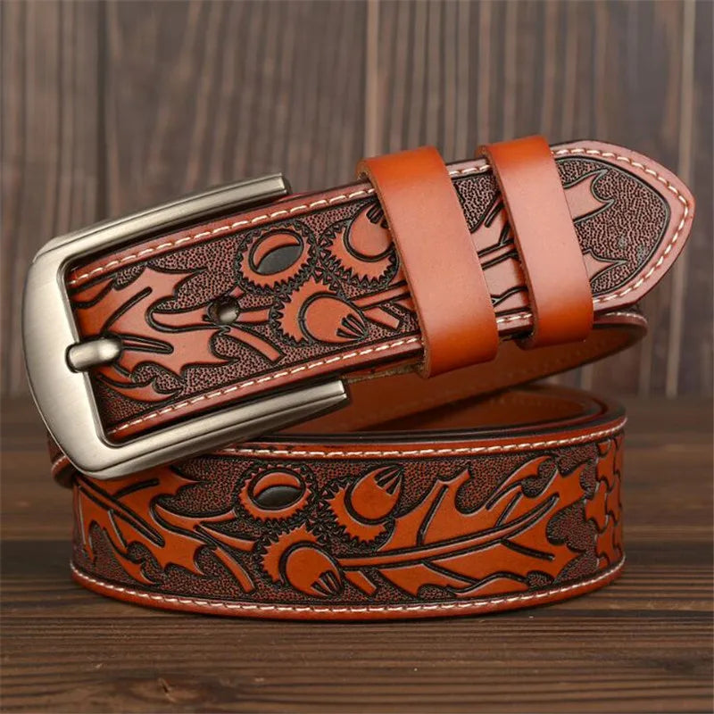 LQbelt Mens Pin Buckle Belt Cowhide Male Belts for Men Cow Leather Belt High Quality Waistband Factory