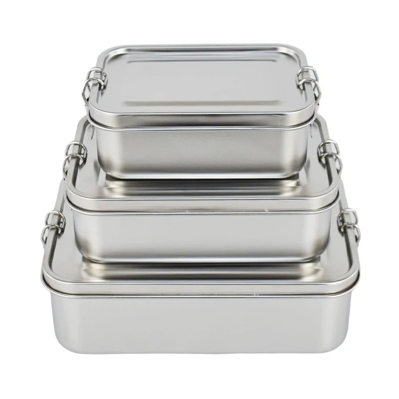 600ml 850ml 1200ml 1400ml Leakproof Metal Food Container With Lids Stainless Steel Bento Kids Lunch Box