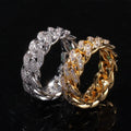 Free Sample Wedding Young Couple 8mm Cuban Ring Gold Plated Cubic Zirconia Diamond Prong Setting Ring Eternity Band Brass Ring