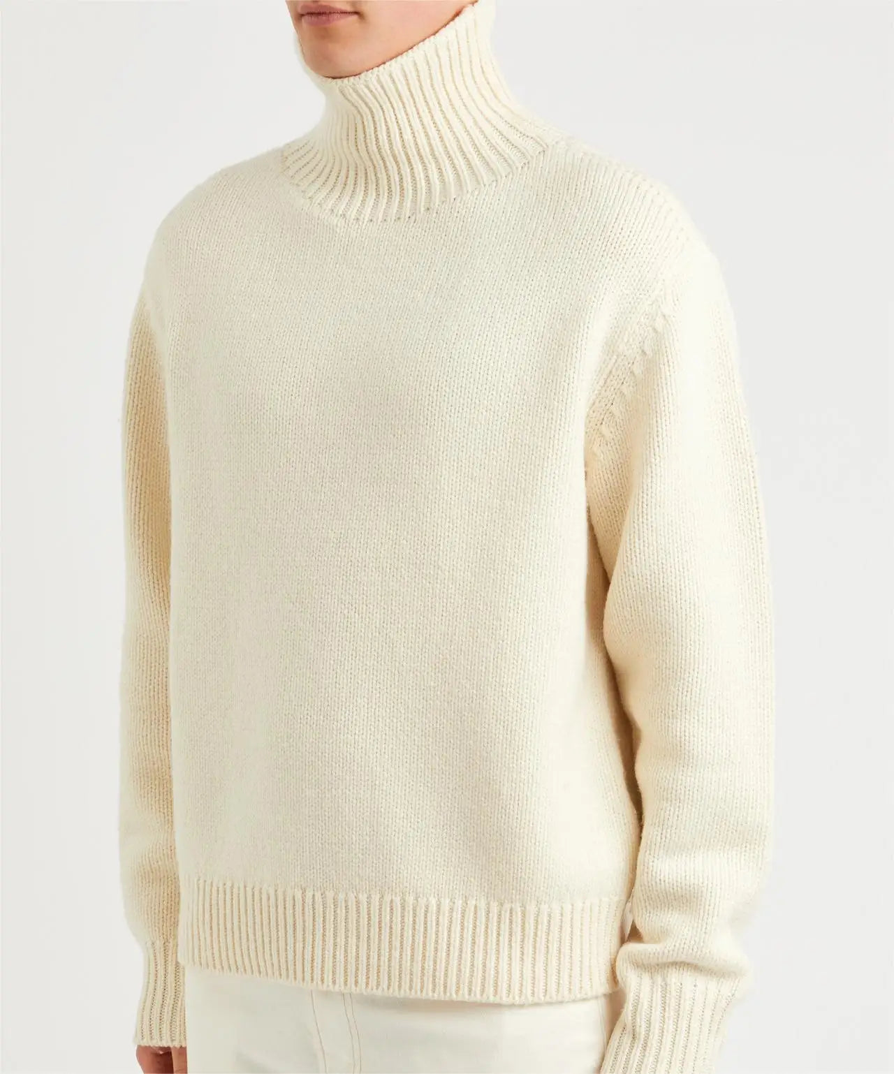 OEM Knitwear Supplier Custom Wholesale Mens Knitted Turtleneck Knitwear Ribbed Trim Cotton Jumper Sweater Men