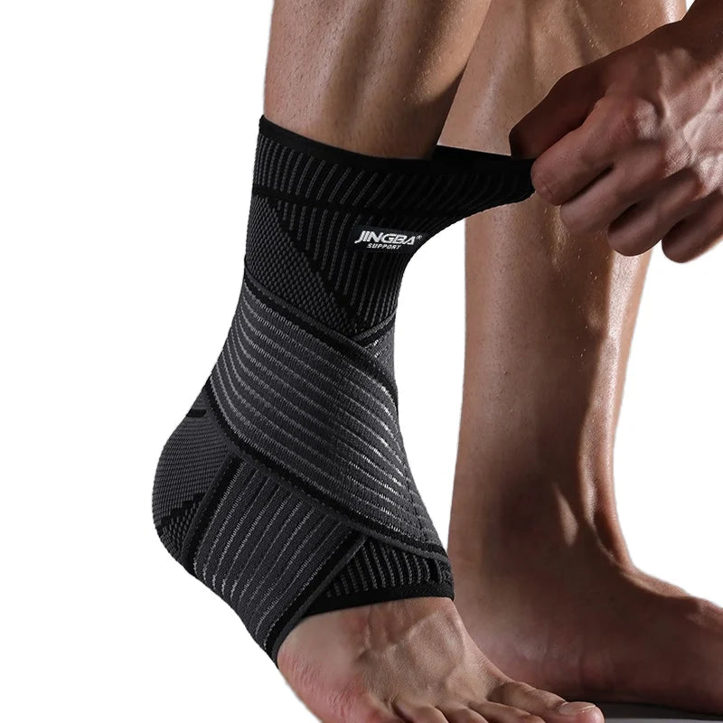 JINGBA Customized Logo Adjustable Unisex Ankle Sleeve Protector Brace Ankle Strap Support for Workout Daily Wear Football