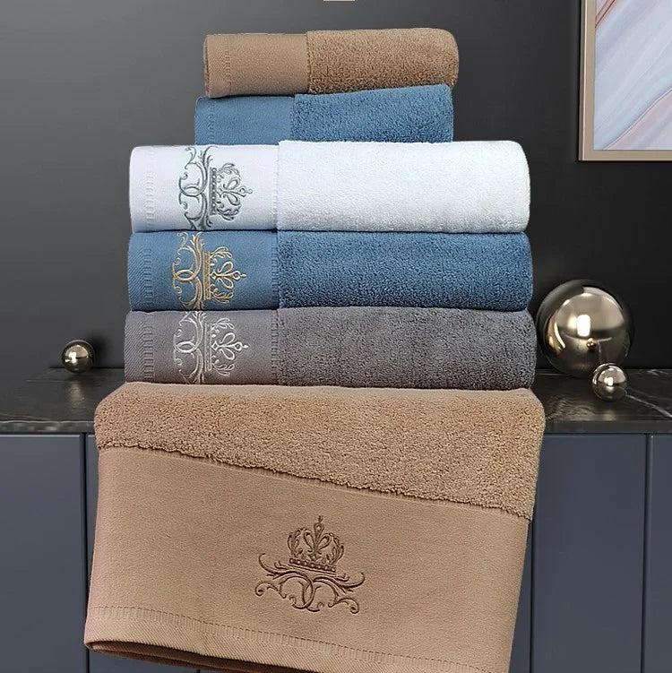 Luxury 100% Premium Organic Cotton ultra Soft Face Hand Towel Customize logo 5 Star Hotel Bath Towel Set for Spa
