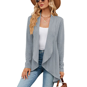 Trendy Long Knitted Cardigan for Men and Women Casual Style with Lapels Autumn Season Customized Logo on Front