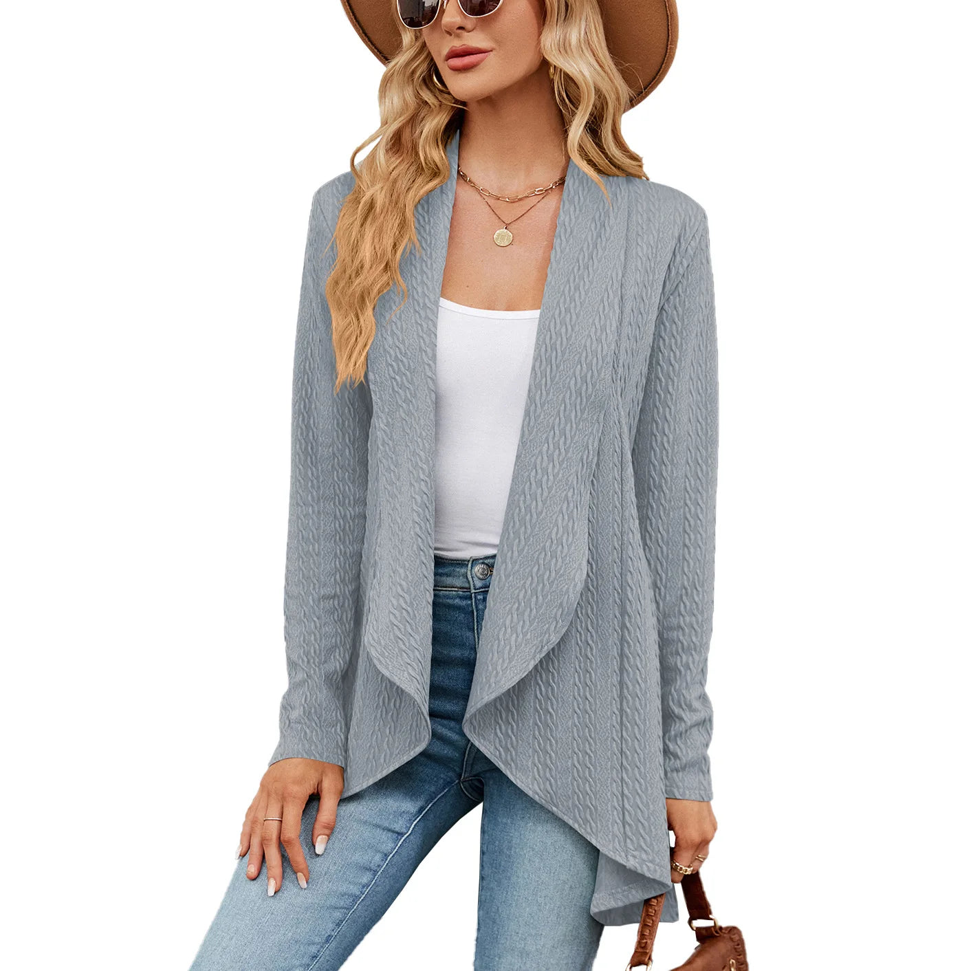 Trendy Long Knitted Cardigan for Men and Women Casual Style with Lapels Autumn Season Customized Logo on Front