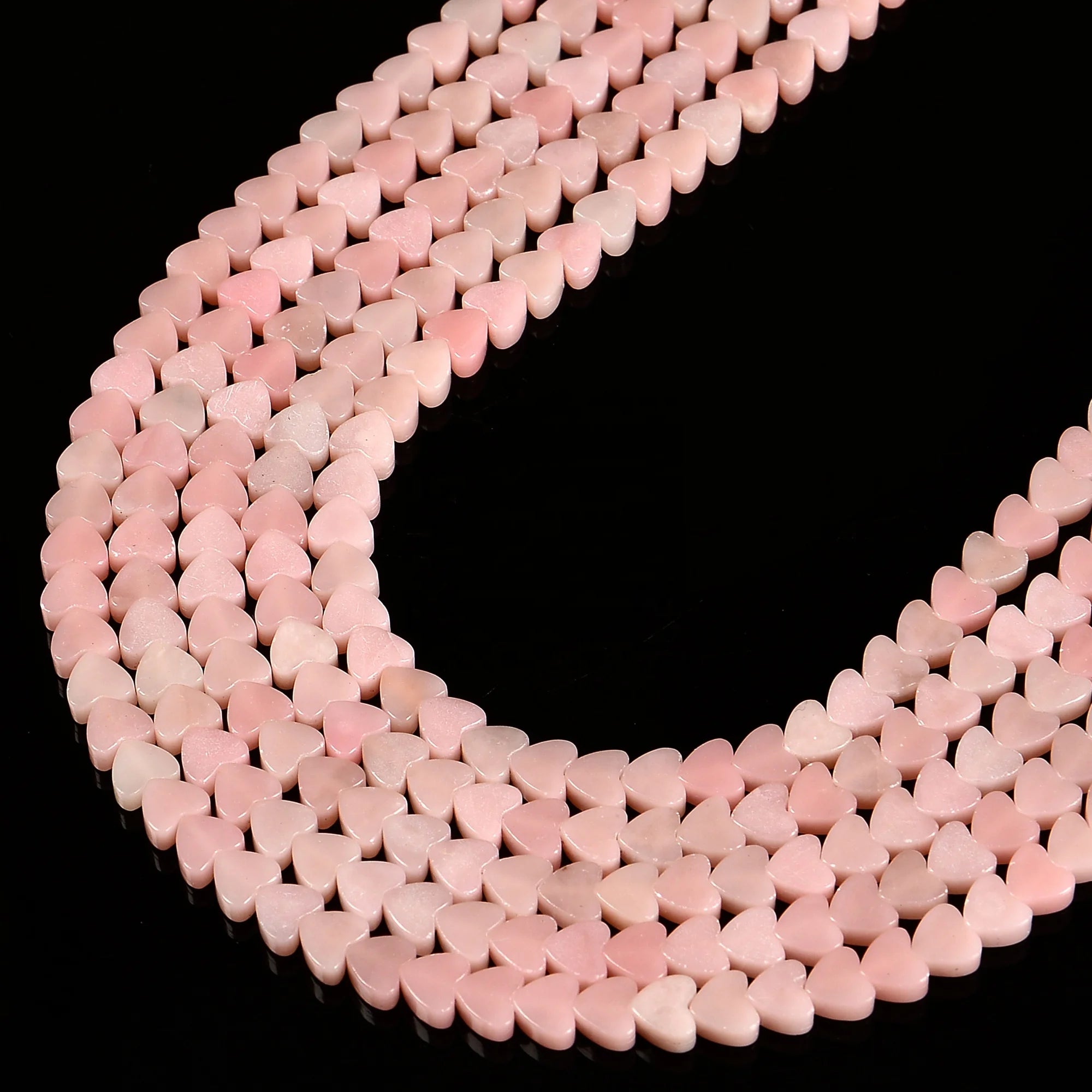 6mm Loose Heart Shape Bead Strands Natural Chinese Pink Opal Beads for Beaded Earrings Jewelry Making